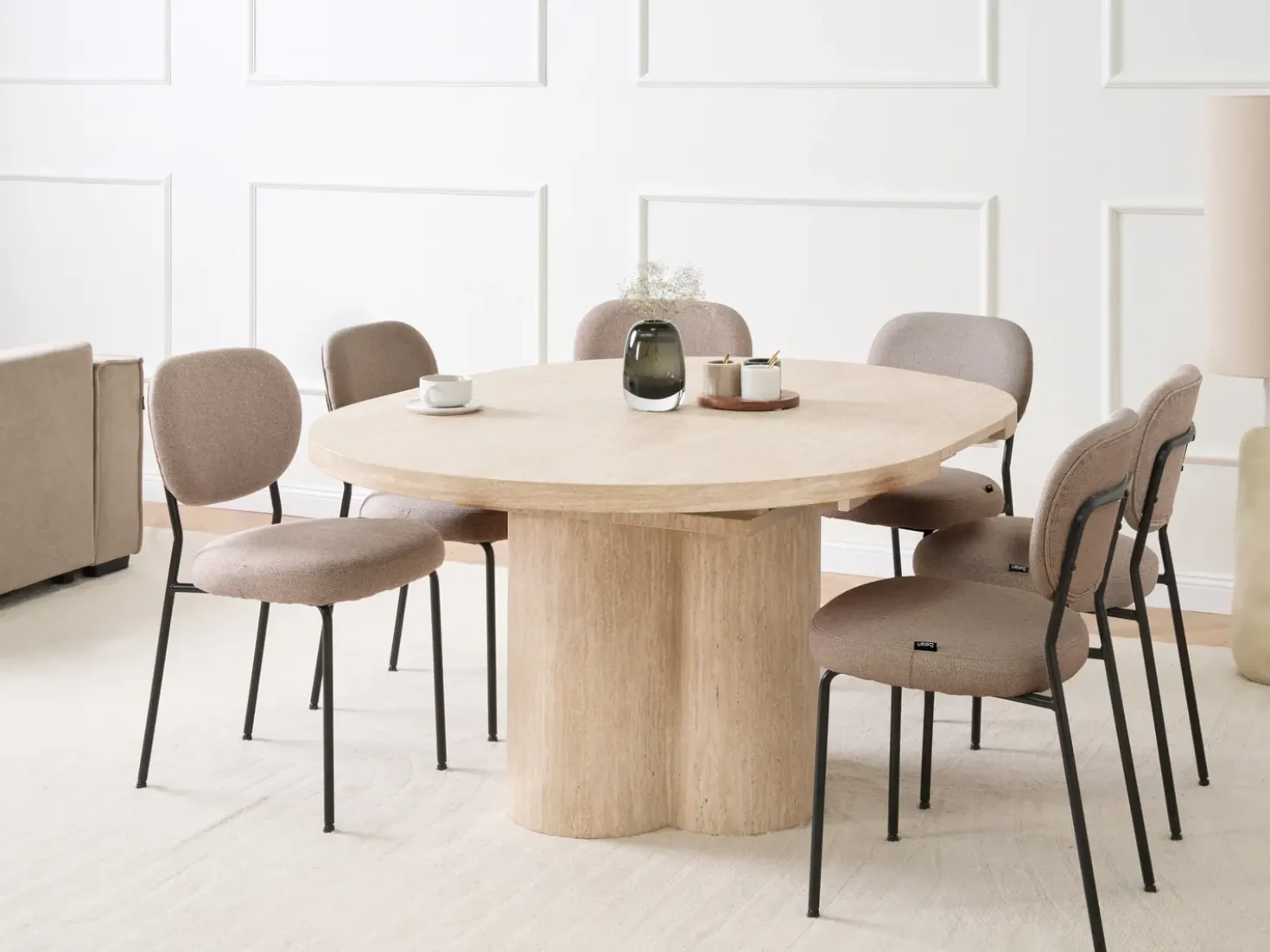 Tavolo da pranzo estensibile MORAINE Effetto travertino 120/160 cm 120 cm