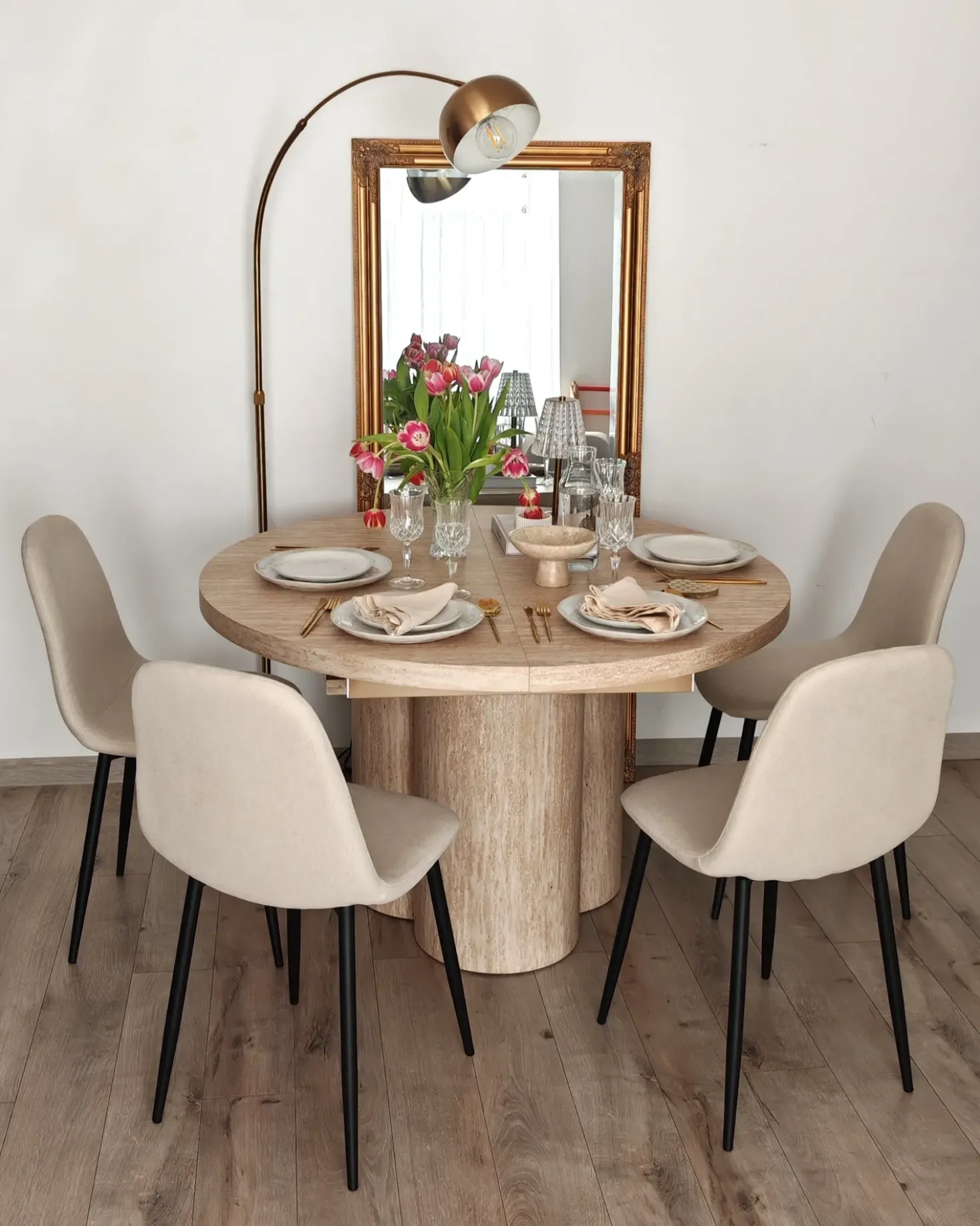Tavolo da pranzo estensibile MORAINE Effetto travertino 120/160 cm 120 cm