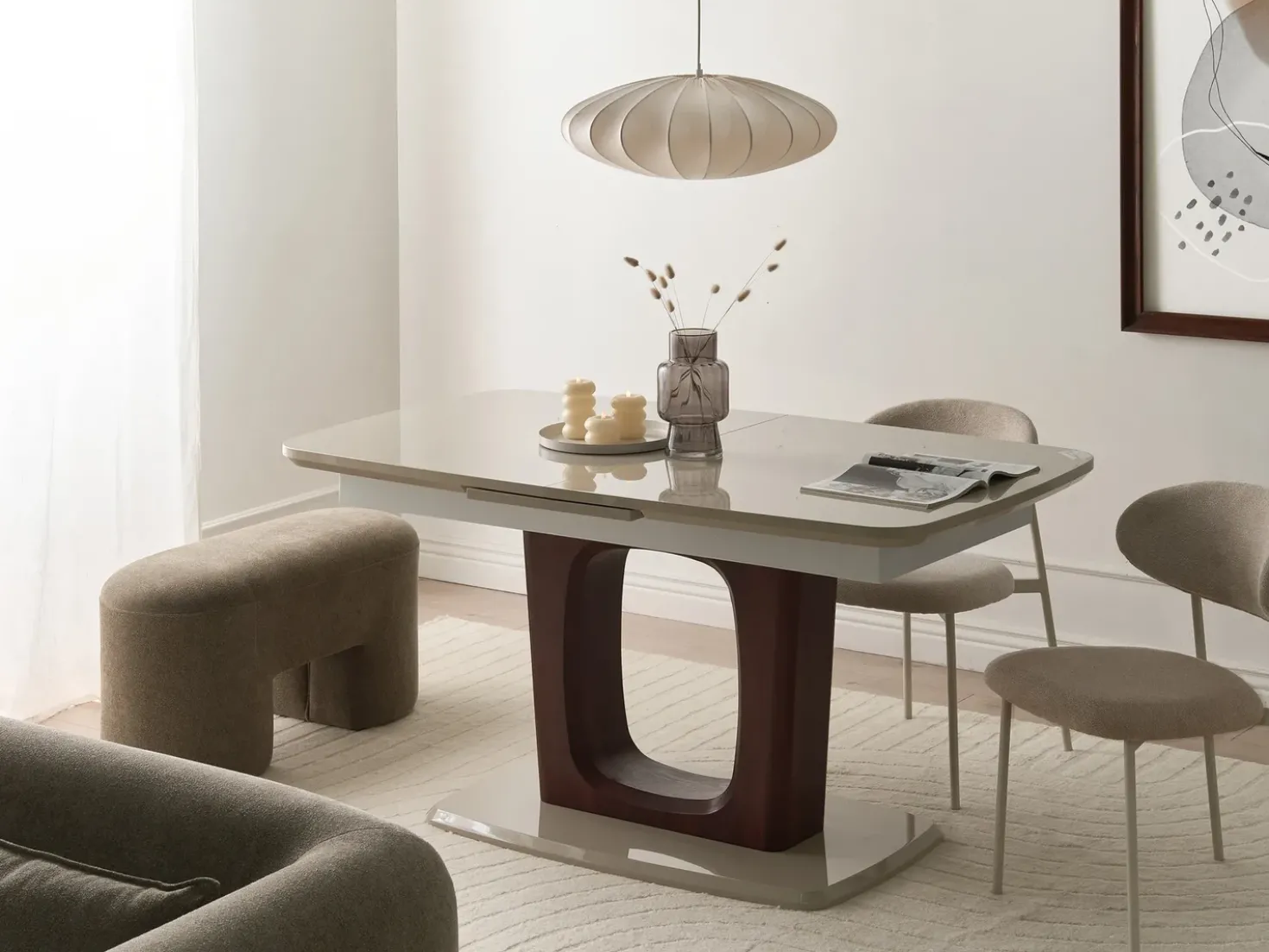Tavolo da pranzo estensibile BERRIGAN Beige chiaro 160/200 cm 90 cm