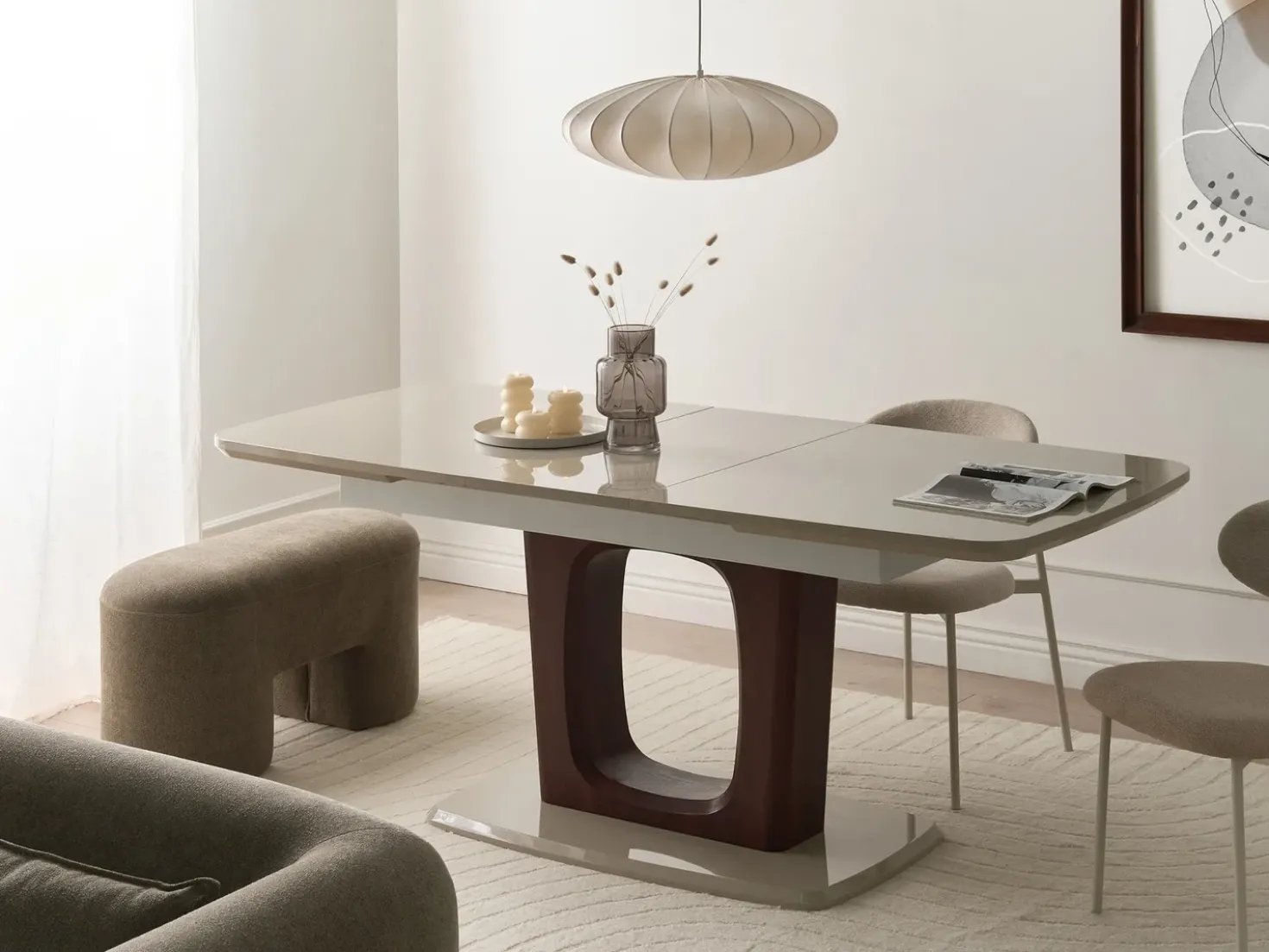 Tavolo da pranzo estensibile BERRIGAN Beige chiaro 160/200 cm 90 cm