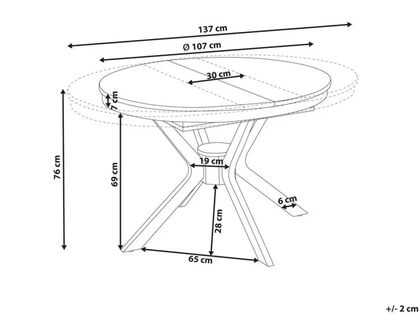 Tavolo da pranzo estensibile TYMIS Rovere scuro 107/137 cm 107 cm