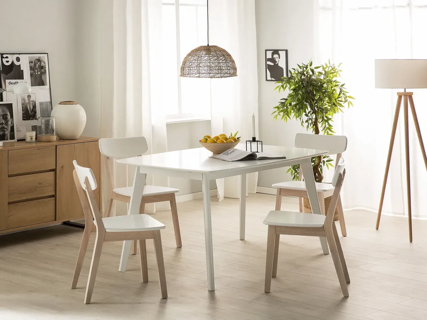 Tavolo da pranzo estensibile SANFORD Bianco 120/160 cm 80 cm