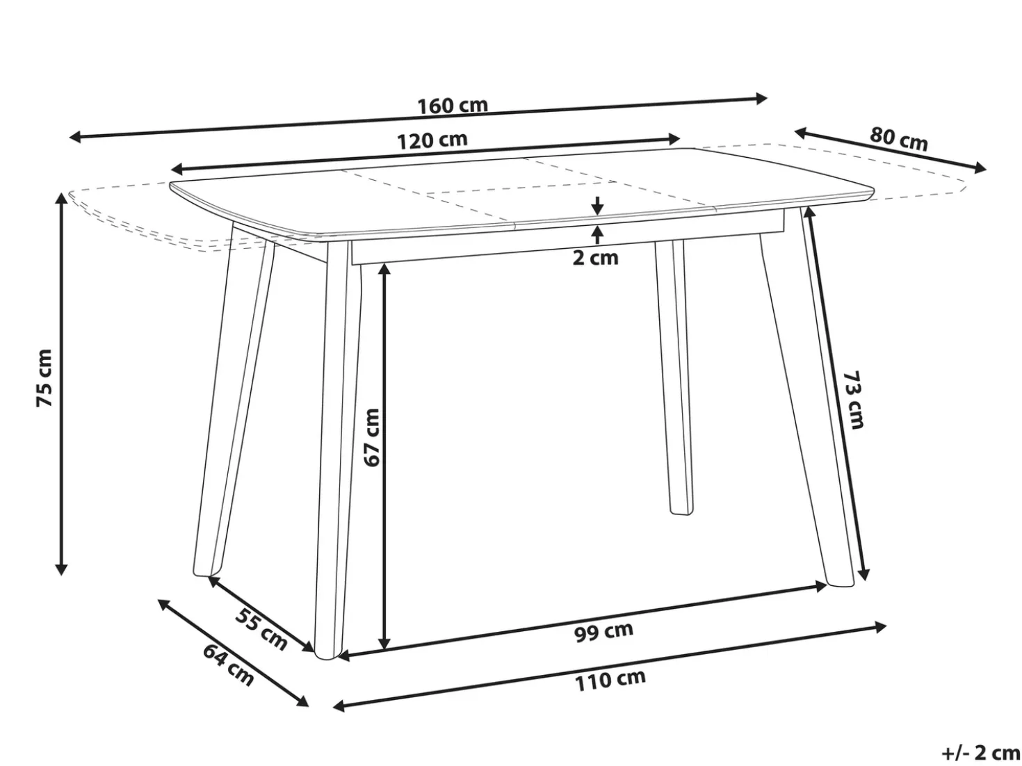 Tavolo da pranzo estensibile SANFORD Bianco 120/160 cm 80 cm