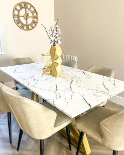 Tavolo da pranzo estensibile MAXIMUS Marmo bianco 160/200 cm 90 cm