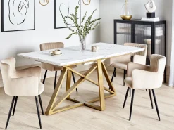 Tavolo da pranzo estensibile MAXIMUS Marmo bianco 160/200 cm 90 cm