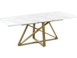 Tavolo da pranzo estensibile MAXIMUS Marmo bianco 160/200 cm 90 cm