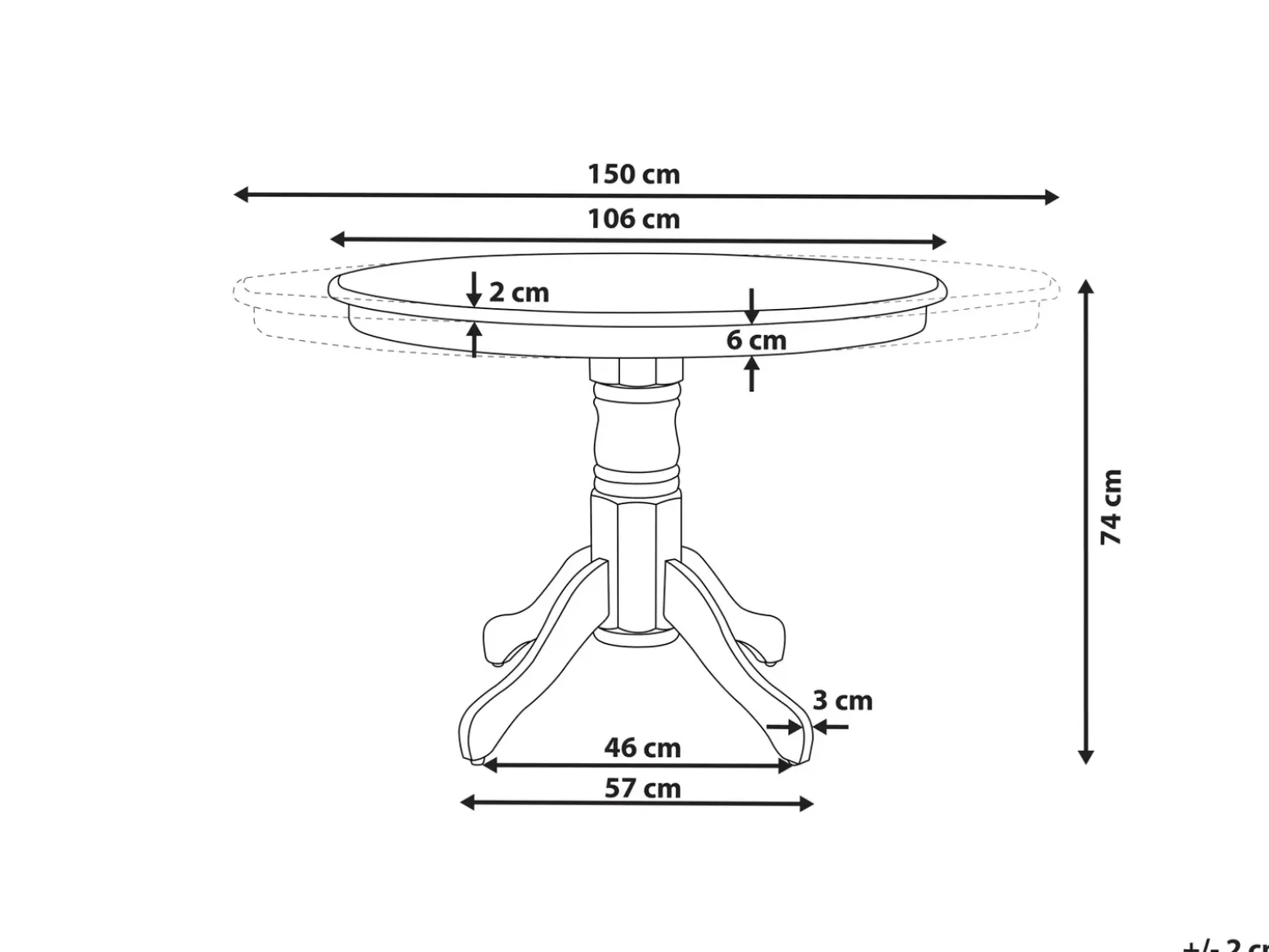 Tavolo da pranzo estensibile AKRON Nero 106/150 cm 106 cm