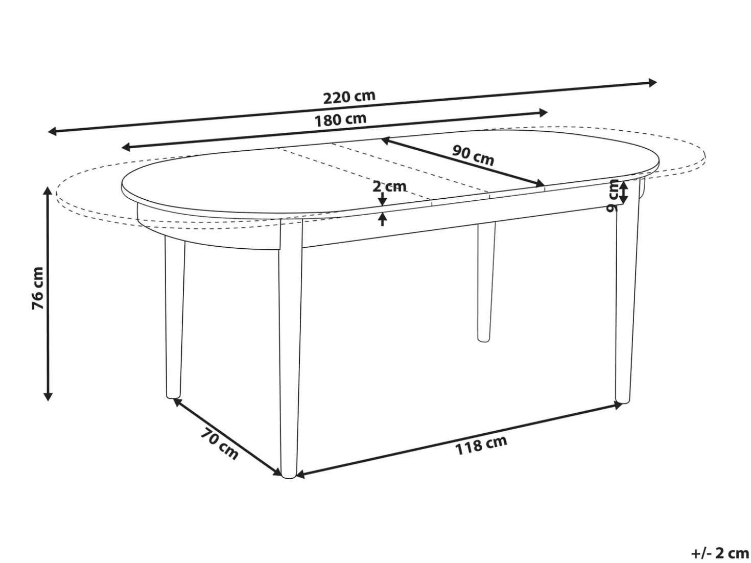 Tavolo da pranzo estensibile LARTO Frassino chiaro 180/220 cm 90 cm