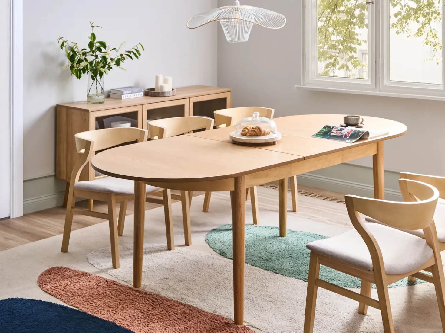 Tavolo da pranzo estensibile LARTO Frassino chiaro 180/220 cm 90 cm