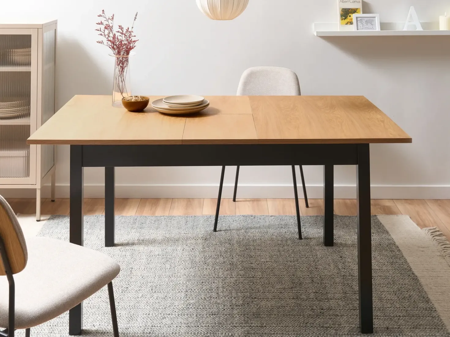 Tavolo da pranzo estensibile HOUSTON Marrone chiaro/Nero 120/150 cm 90 cm Legno di pino