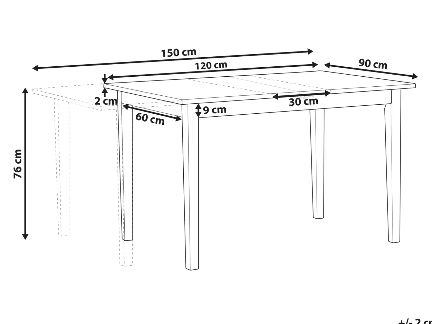 Tavolo da pranzo estensibile HOUSTON Marrone chiaro/Nero 120/150 cm 90 cm Legno di pino