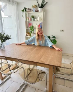 Tavolo da pranzo estensibile CAMDEN Frassino chiaro 160/200 cm 95 cm