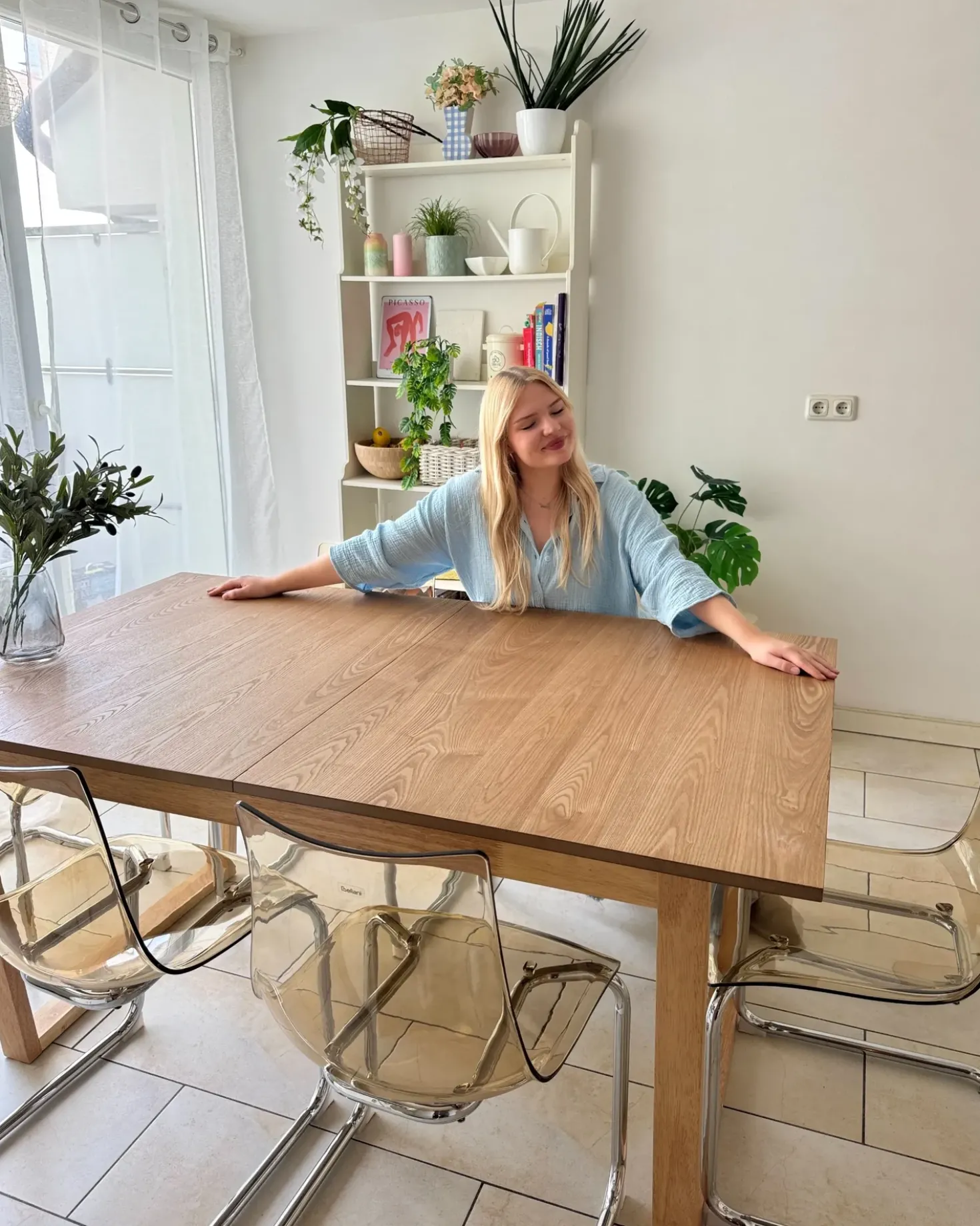Tavolo da pranzo estensibile CAMDEN Frassino chiaro 160/200 cm 95 cm