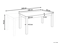 Tavolo da pranzo estensibile MADURA Frasino scuro 160/240 cm 90 cm