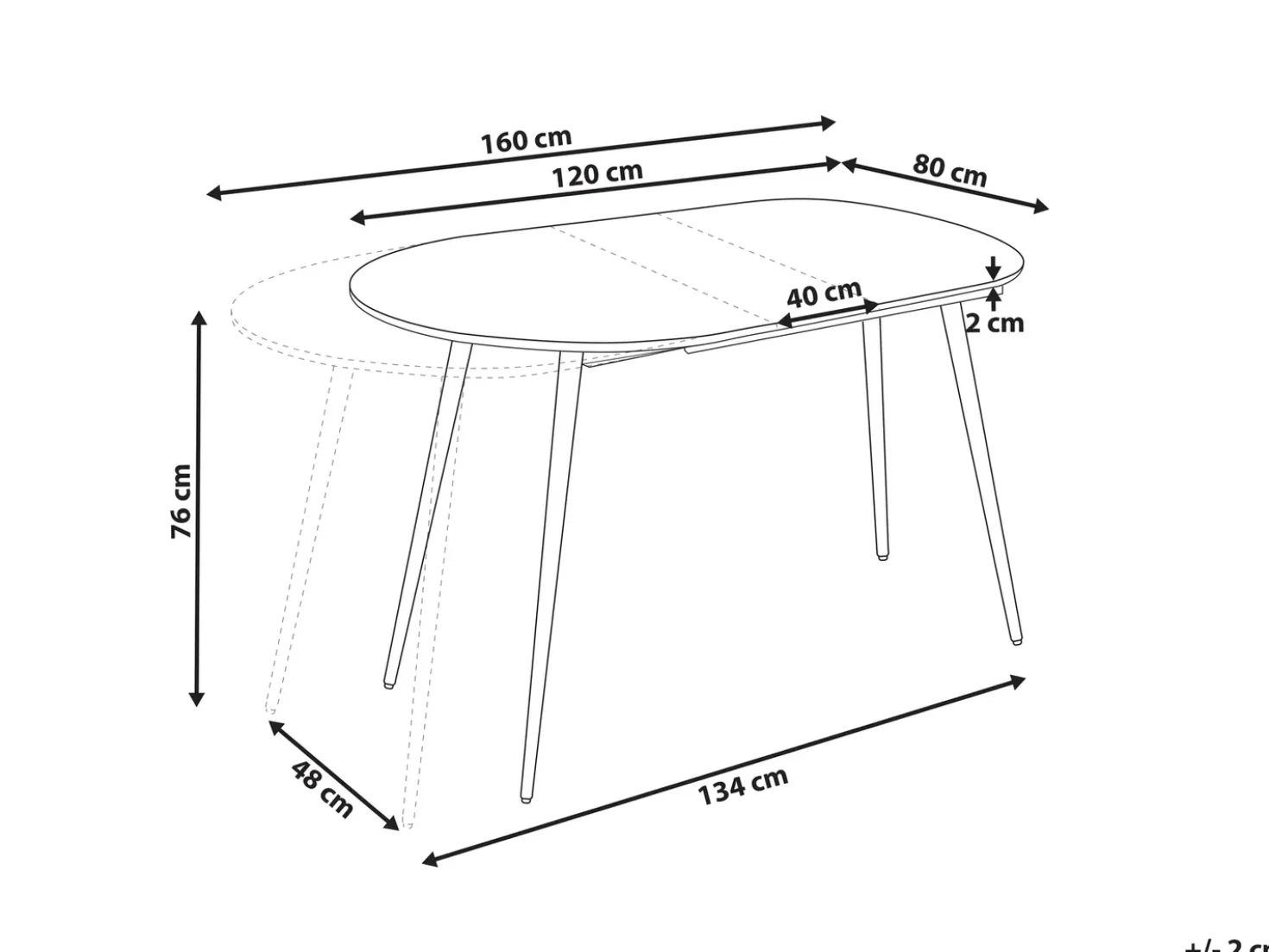 Tavolo da pranzo estensibile STAVERTON Bianco 120/160 cm 80 cm