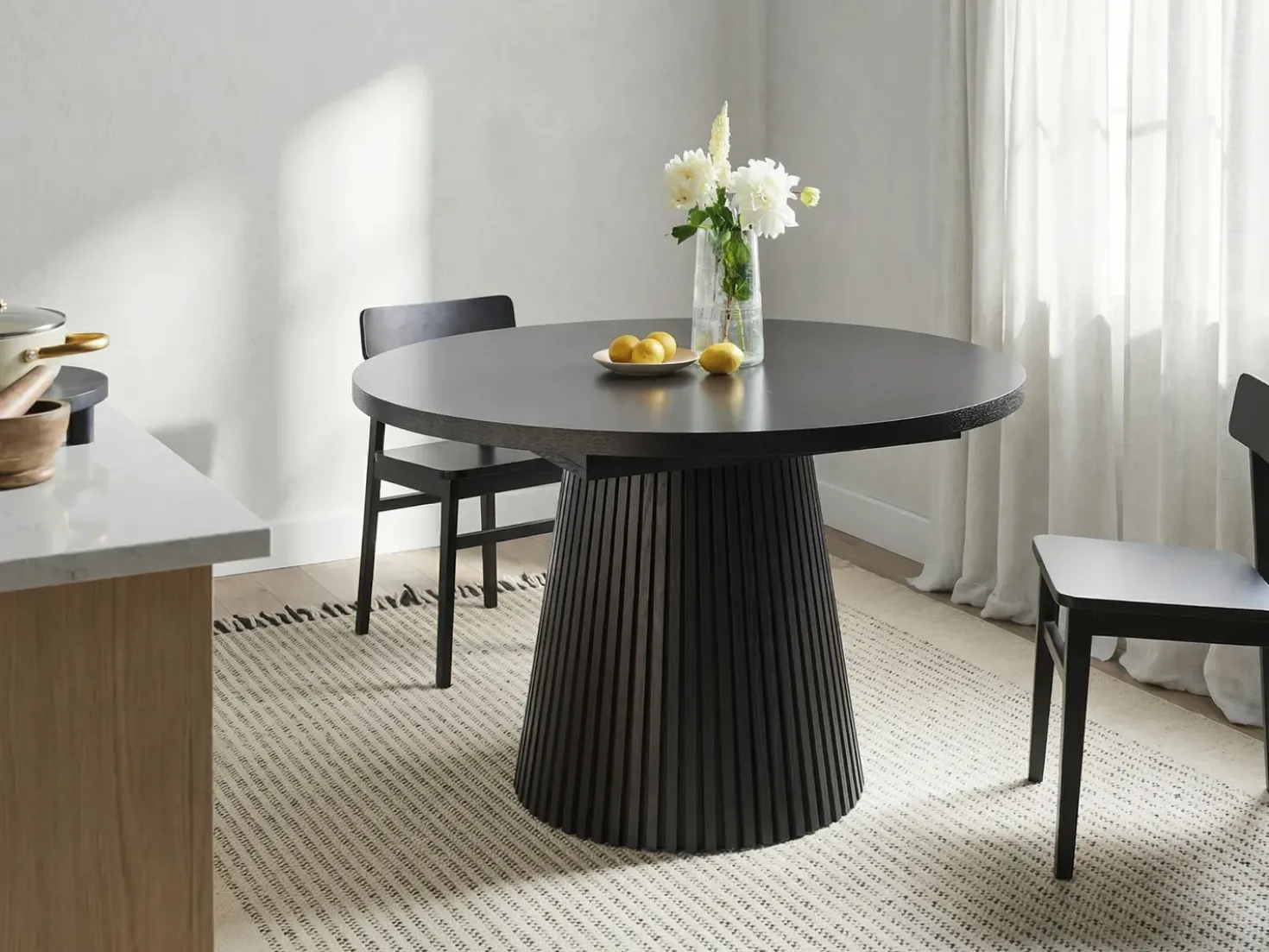 Tavolo da pranzo estensibile MOORE Legno di frassino nero 120/160 cm 120 cm