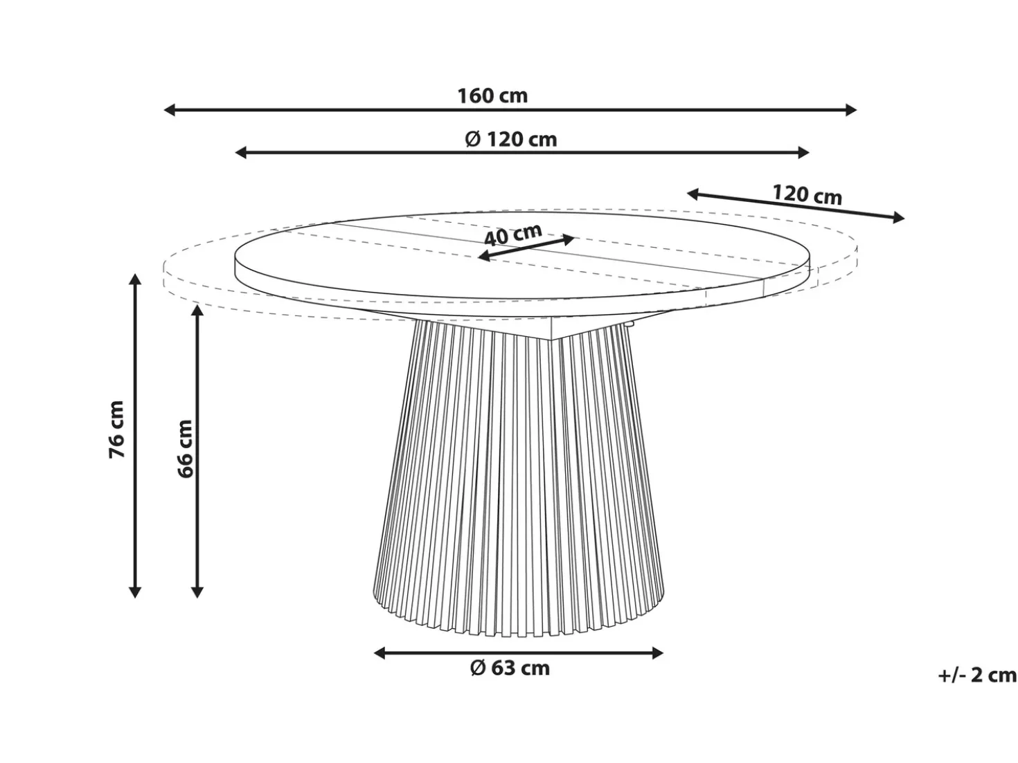 Tavolo da pranzo estensibile MOORE Legno di frassino nero 120/160 cm 120 cm