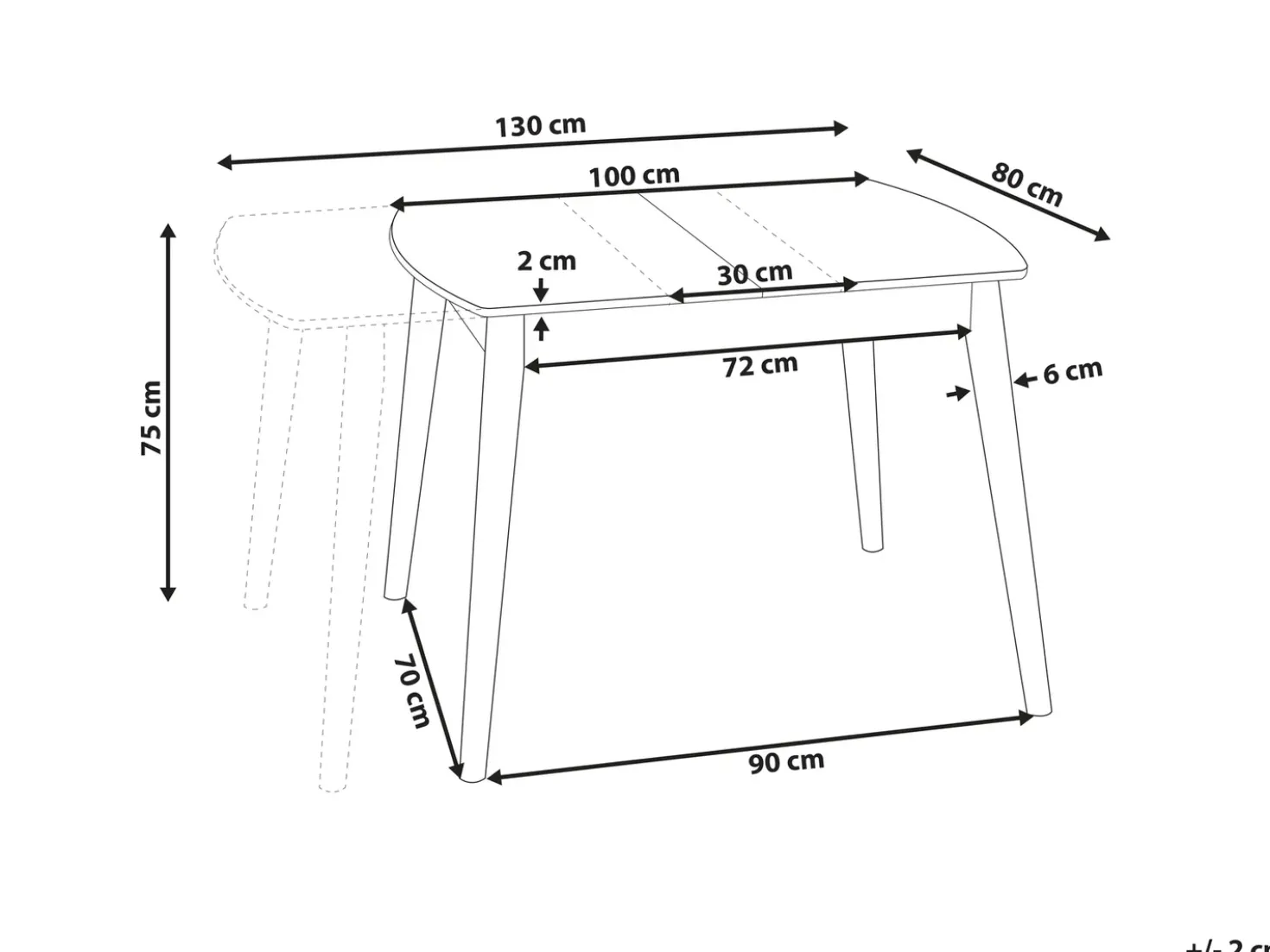 Tavolo da pranzo estensibile TOMS Marrone scuro 100/130 cm 80 cm