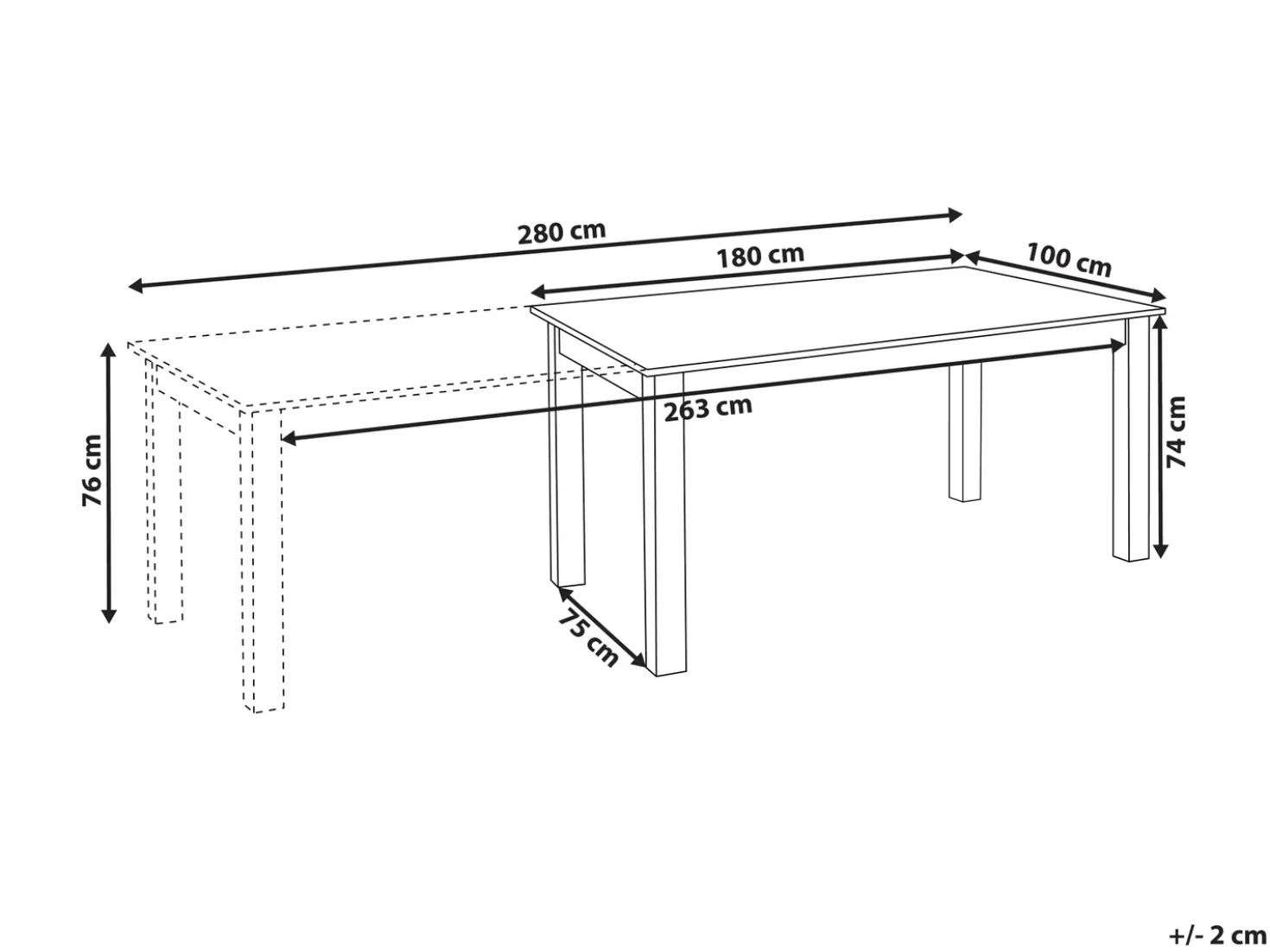 Tavolo da pranzo estensibile MADURA Frassino chiaro 180/280 cm 100 cm