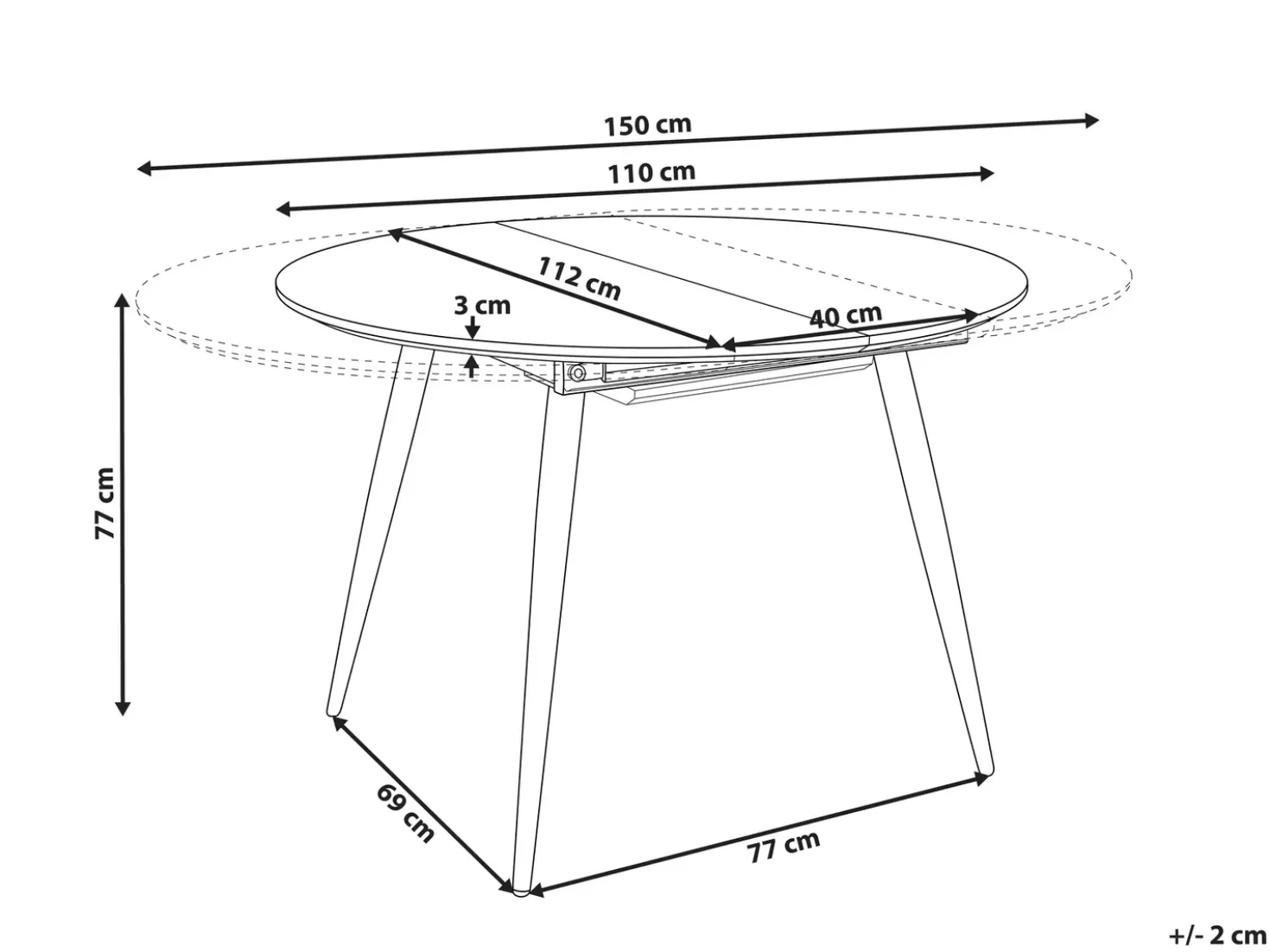 Tavolo da pranzo estensibile SENIAC Marrone 110/150 cm 112 cm