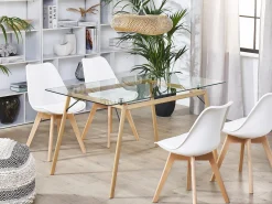 Tavolo da pranzo KAMINA Marrone chiaro 140 cm 80 cm Vetro temperato