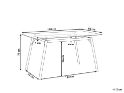 Tavolo da pranzo KAMINA Marrone chiaro 140 cm 80 cm Vetro temperato