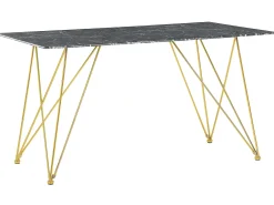 Tavolo da pranzo KENTON Marmo nero 140 cm 80 cm Vetro temperato