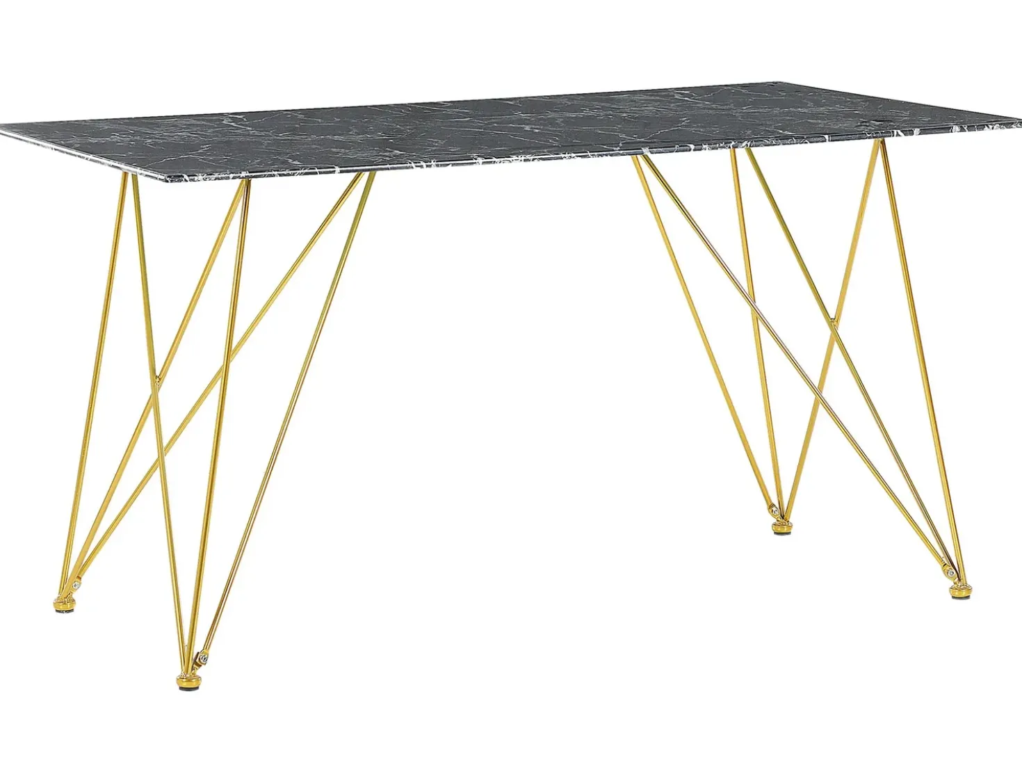 Tavolo da pranzo KENTON Marmo nero 140 cm 80 cm Vetro temperato
