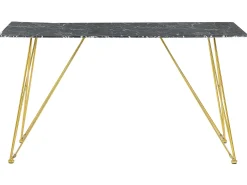 Tavolo da pranzo KENTON Marmo nero 140 cm 80 cm Vetro temperato