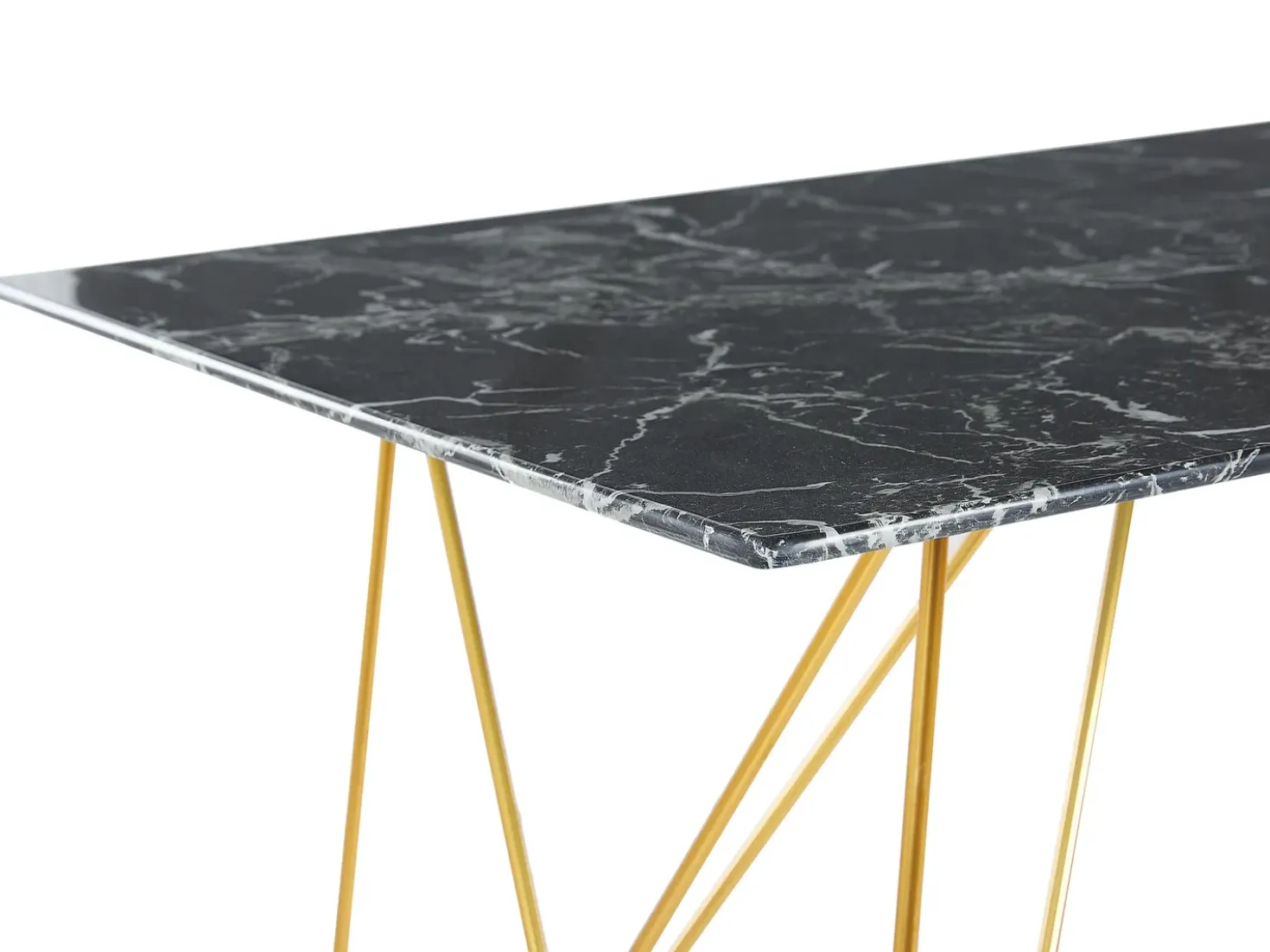 Tavolo da pranzo KENTON Marmo nero 140 cm 80 cm Vetro temperato