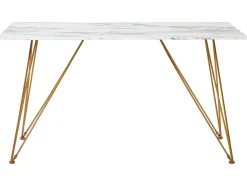 Tavolo da pranzo KENTON Marmo bianco 140 cm 80 cm Vetro temperato