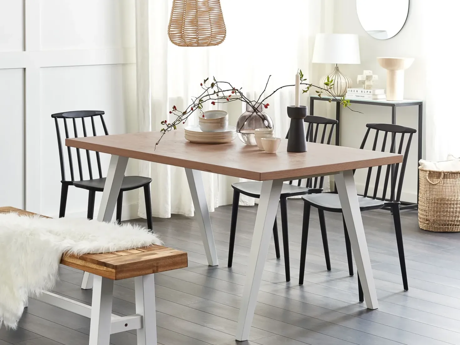 Tavolo da pranzo LENISTER Marrone/Bianco 150 cm 90 cm