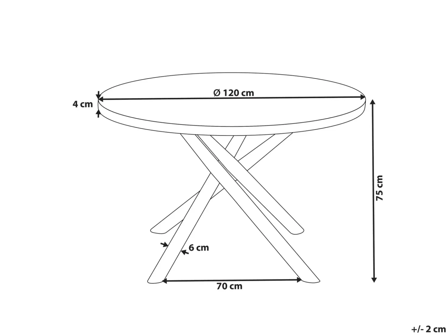 Tavolo da pranzo LORENZO Frassino marrone 120 cm 120 cm