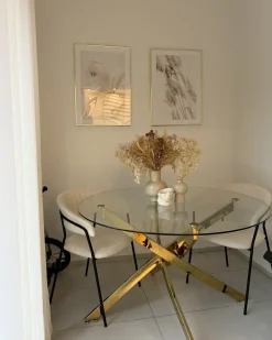 Tavolo da pranzo MARAMO Oro 120 cm 120 cm Vetro temperato