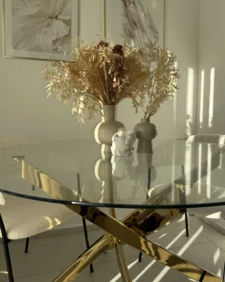 Tavolo da pranzo MARAMO Oro 120 cm 120 cm Vetro temperato