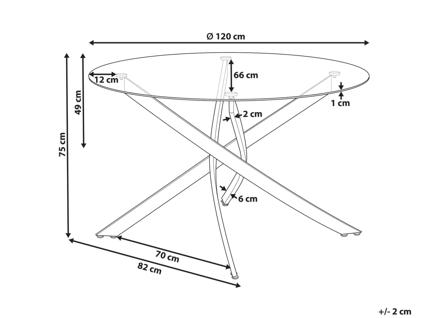 Tavolo da pranzo MARAMO Oro 120 cm 120 cm Vetro temperato