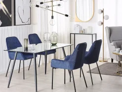 Tavolo da pranzo MIDLAND Nero 140 cm 80 cm Vetro temperato