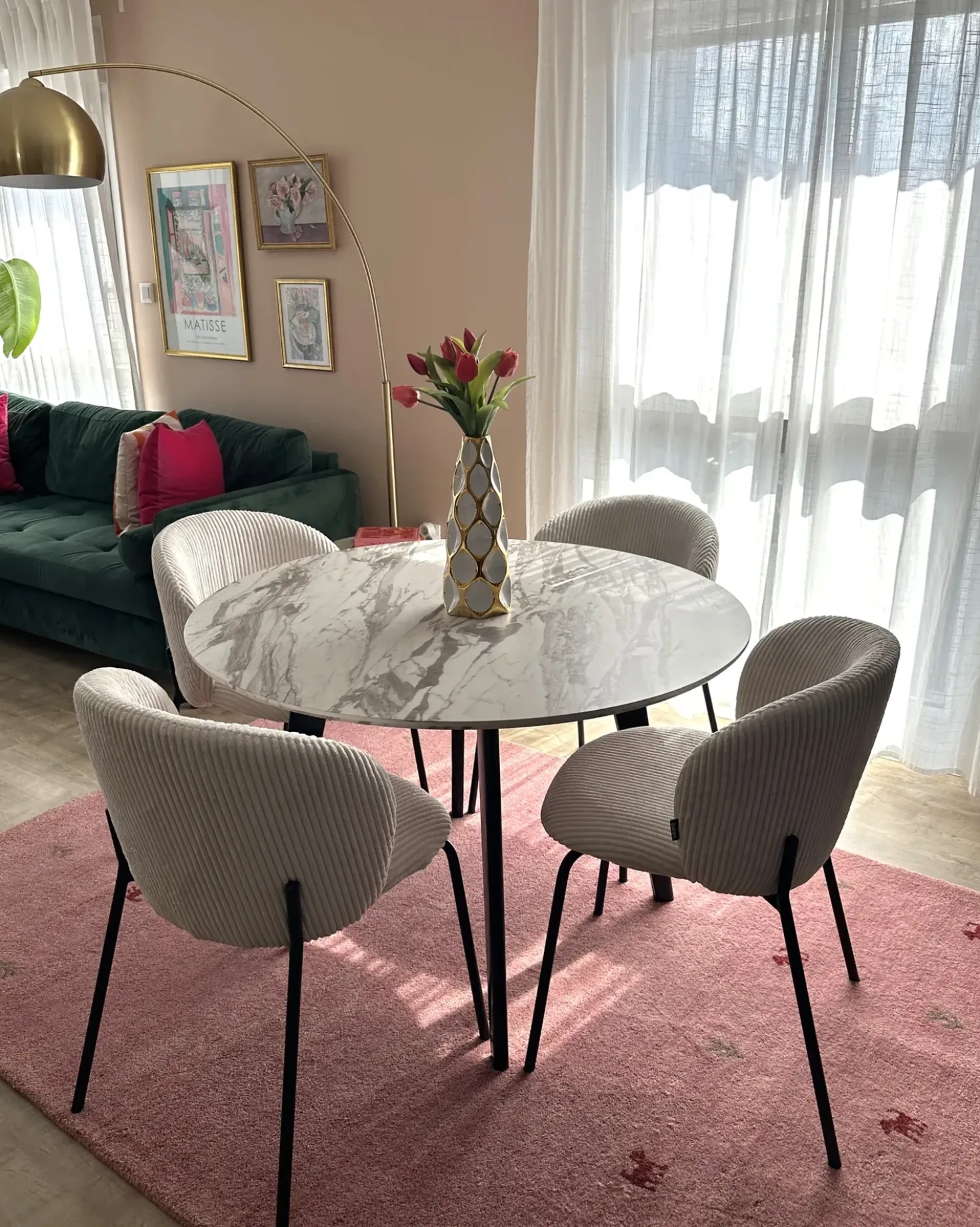 Tavolo da pranzo MOSBY Marmo bianco 110 cm 110 cm
