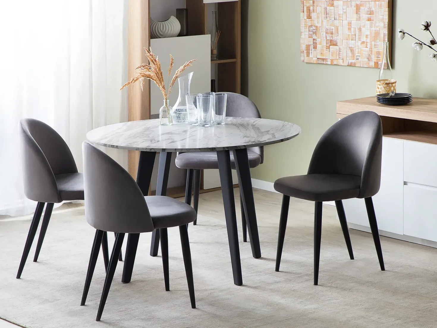 Tavolo da pranzo MOSBY Marmo bianco 110 cm 110 cm