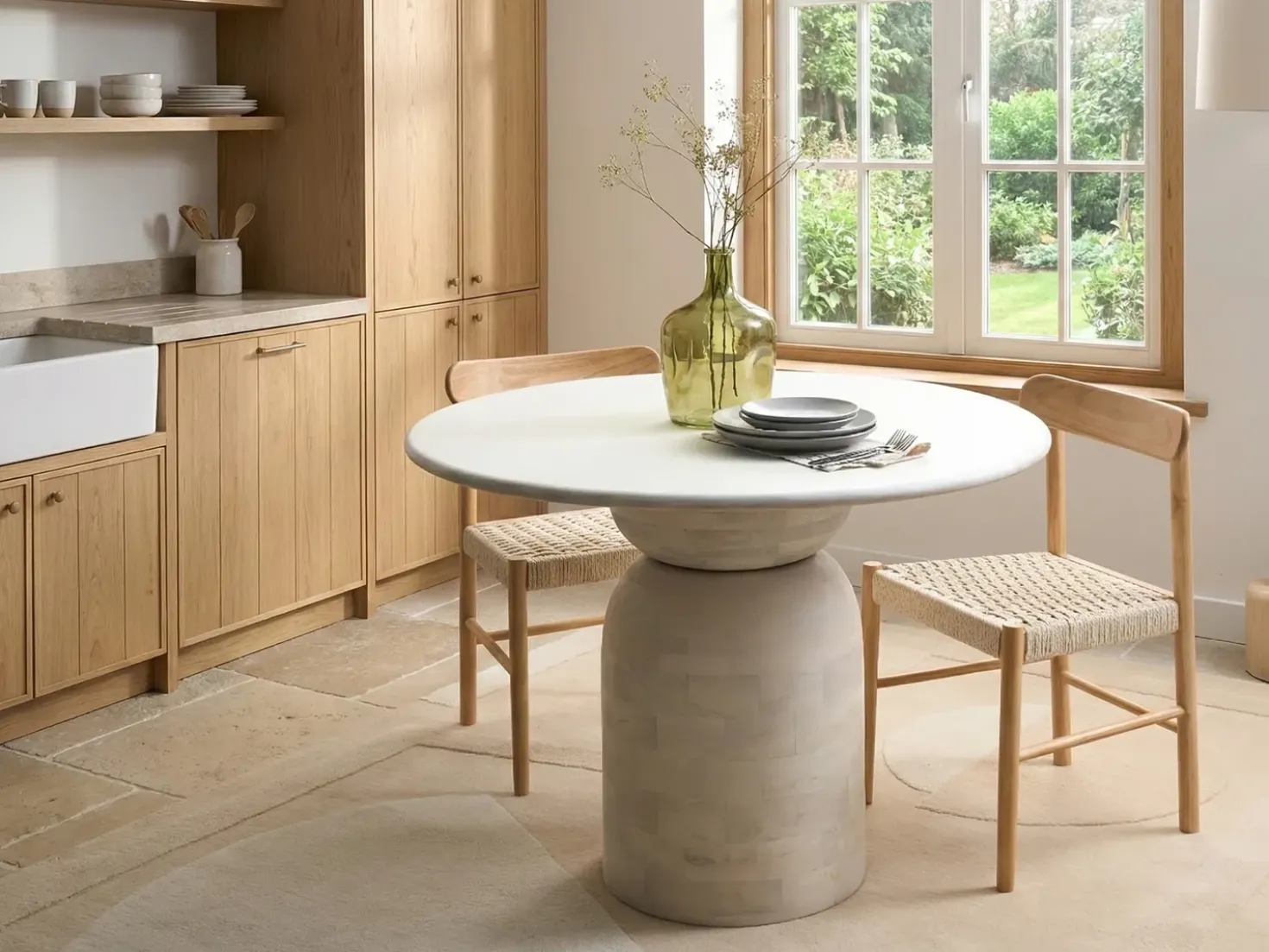 Tavolo da pranzo MURTLE Bianco 110 cm 110 cm Legno di mango