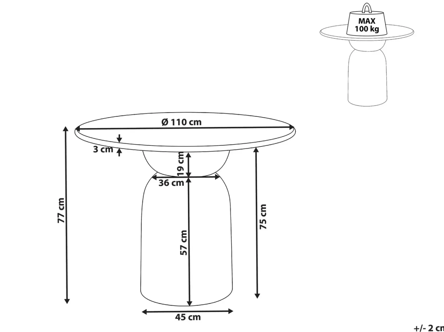 Tavolo da pranzo MURTLE Bianco 110 cm 110 cm Legno di mango