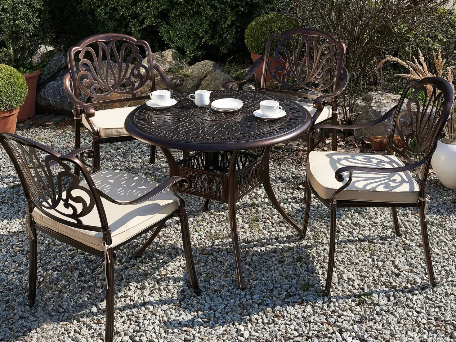 Tavolo da pranzo per 4 persone ANCONA 90 cm 90 cm Metallo Marrone scuro