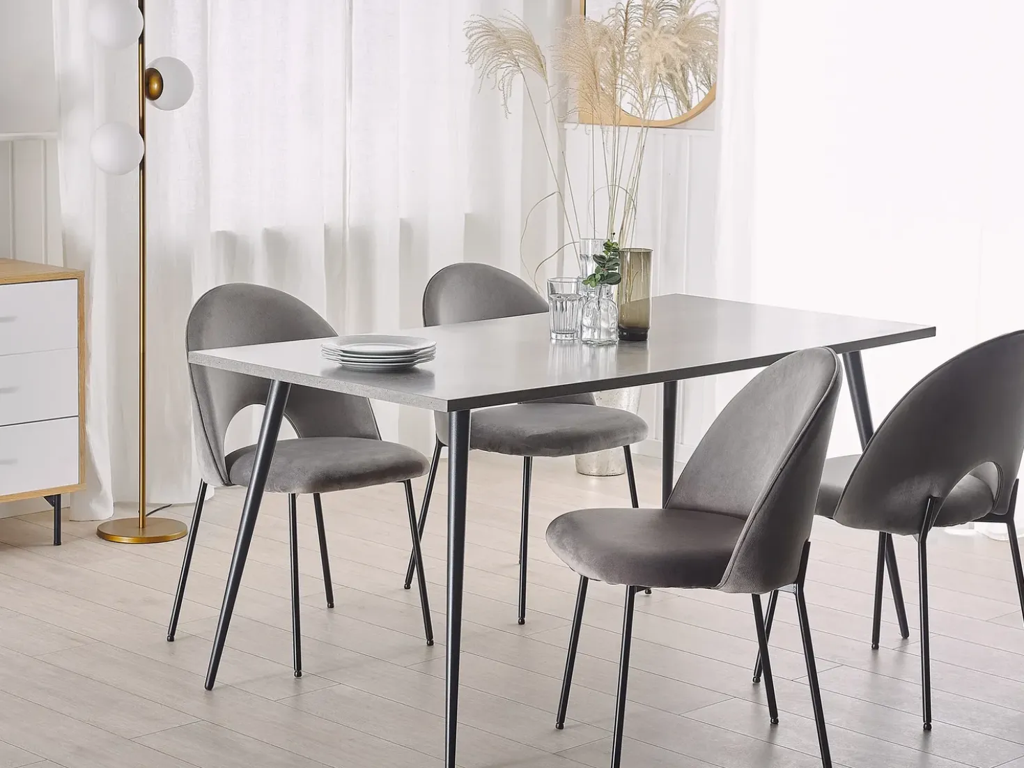 Tavolo da pranzo SANTIAGO Grigio effetto cemento 160 cm 80 cm