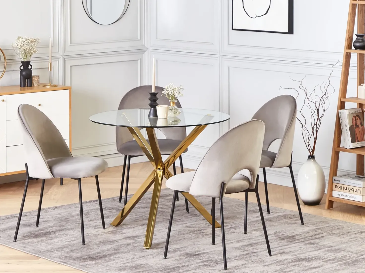 Tavolo da pranzo SAVONI Oro 90 cm 90 cm Vetro temperato