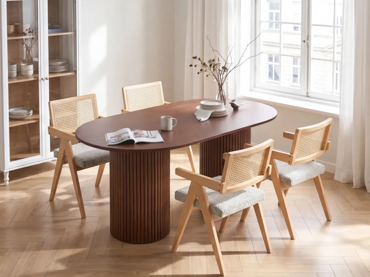 Tavolo da pranzo SHERIDAN Frasino scuro 180 cm 100 cm