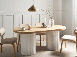 Tavolo da pranzo SHERIDAN Marrone chiaro/Bianco 180 cm 90 cm