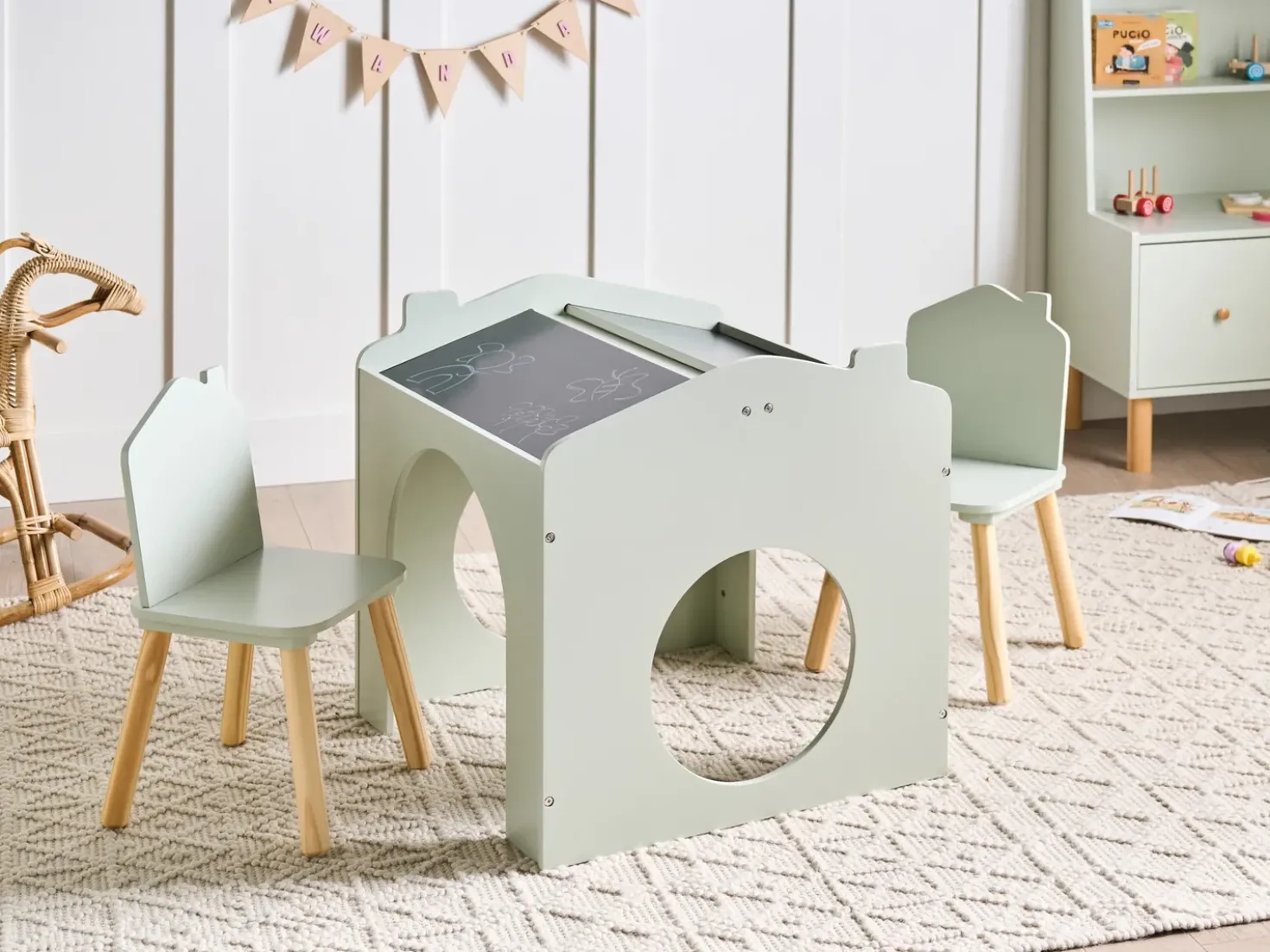 Tavolo per bambini con sedie QUILPIE Verde chiaro