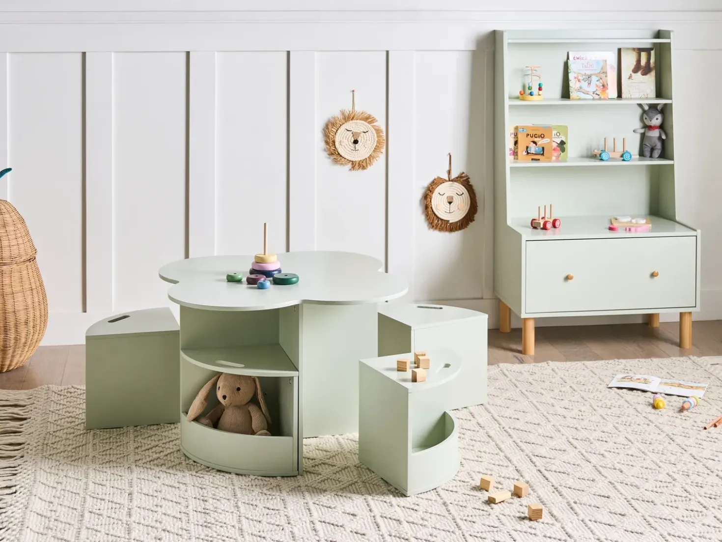 Tavolo per bambini con sedie TIBOO Verde chiaro