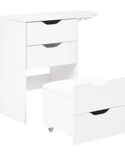 Toeletta con specchio e sgabello BELOEIL Bianco