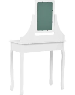 Toeletta con specchio e sgabello RAYON Bianco